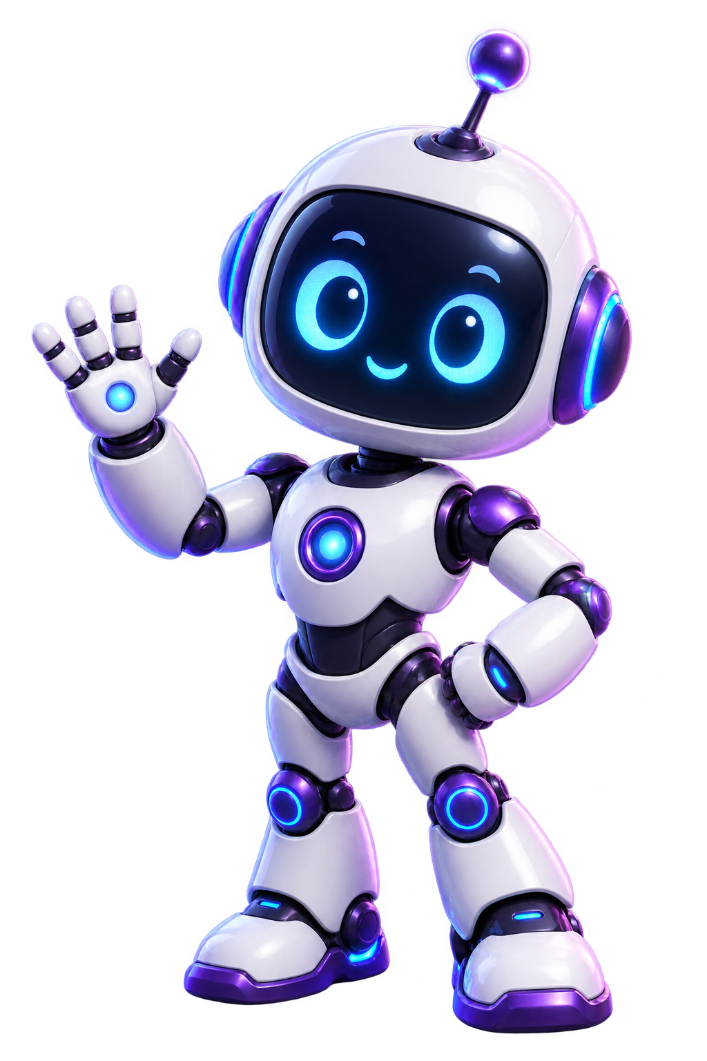 Friendly AI assistant robot waving