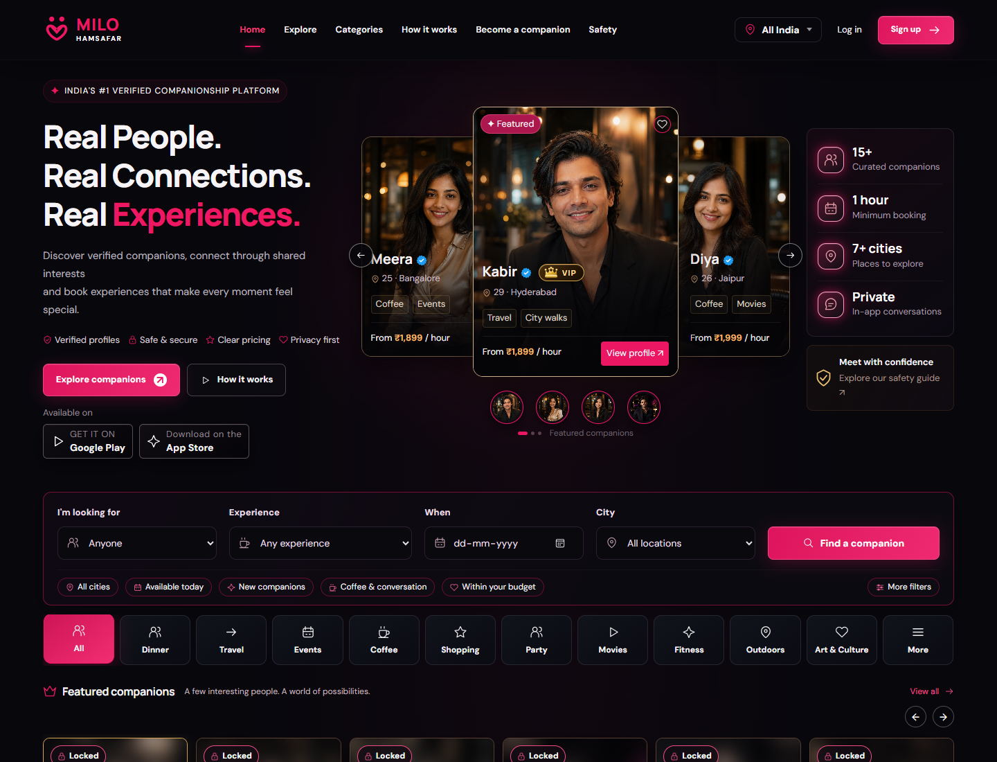 Milo Humsafar companionship platform website