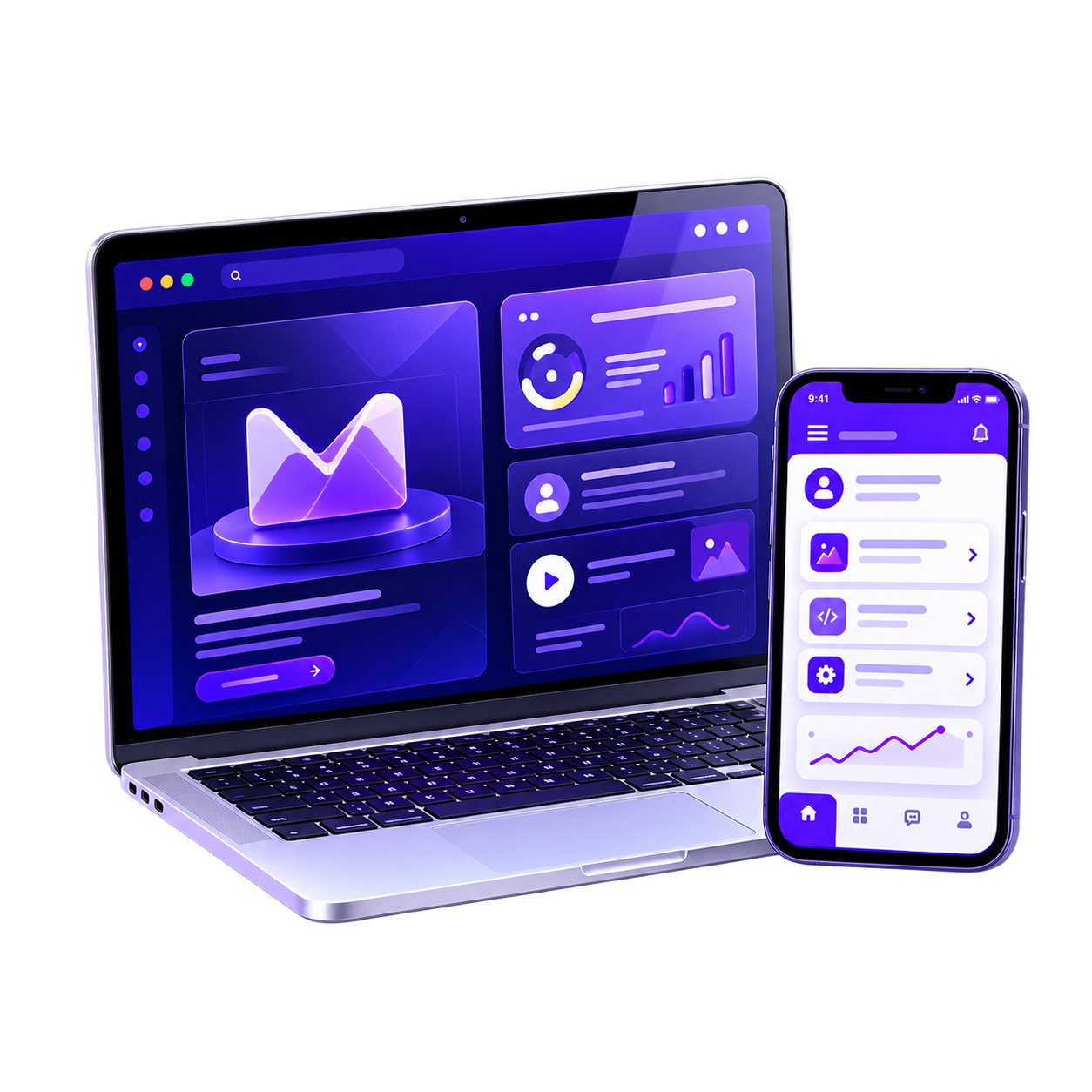 Premium website development on laptop and mobile